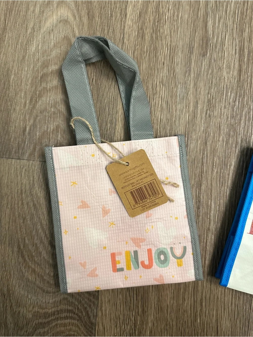 Oh Happy Day Recycled Small Gift Bag Set of Two Reusable Tote Eco-Friendly
